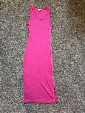 Sleeveless Pink Tank Midi Dress with Side Snap Detail
